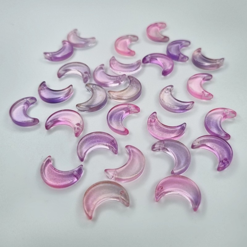 Lampwork jewelry beads / gold dust / purple-pink / moon 16mm 2pcs SZLAZKS06
