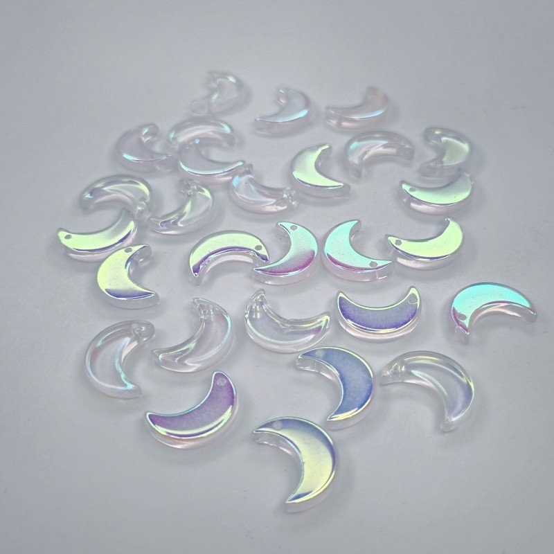 Lampwork / white opal moon beads 16mm 2pcs SZLAZKS07