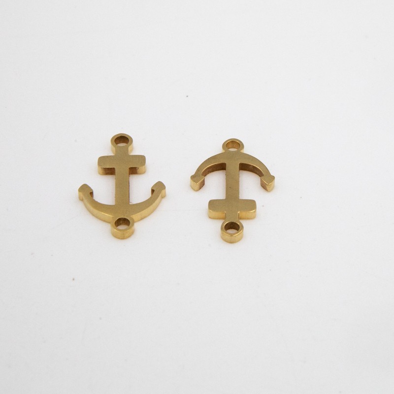 Gold connector / anchor / surgical steel 24x15x1.9mm 1pc ASS328KG