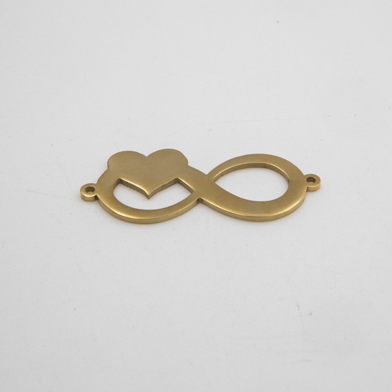 Gold-plated connector / infinity with heart / surgical steel 42x17x1.4mm 1pc ASS326KG