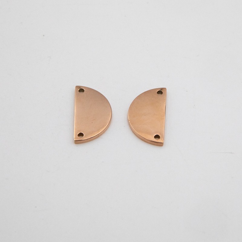 Semicircle connector / surgical steel rose gold / 20x10mm 1pc ASS348RG