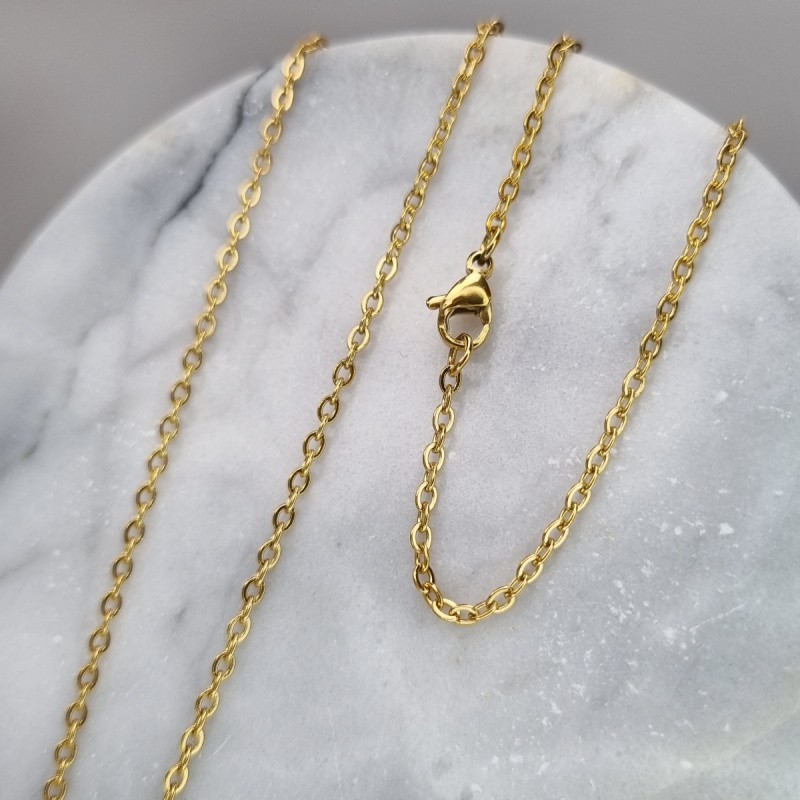 Flat ankier chain, gold 2.7x2mm / 60cm, ready with a clasp / surgical steel LLSCHG23KG