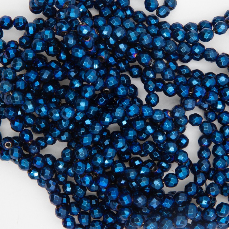 Hematite / faceted beads 6mm / blue / about 65pcs / rope KAHEKUF0603
