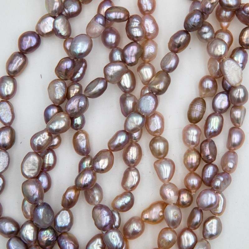 Dyed pearls / purple brown / rope 35cm / irregular / 7-8mm PASW283