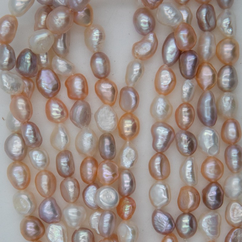 Dyed pearls / three colors / rope 35cm / irregular oval / 7-8mm PASW285