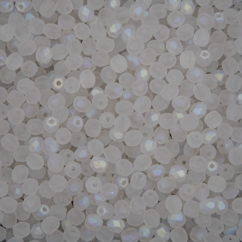 Czech beads / 6mm beads faceted / matte-crystal AB / 25pcs / SZGBKF06-KO-MX00030