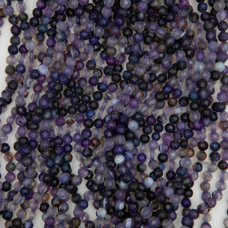 Purple agate / faceted balls 4mm / 88pcs / rope KAAGFS0402