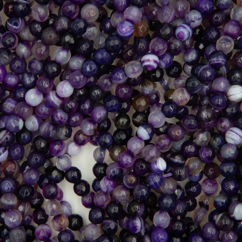 Violet agate / faceted beads 6mm 63pcs / rope KAAGFS0603
