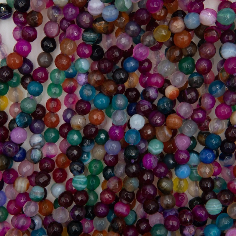 Multicolor agate / faceted balls 6mm 63pcs / rope KAAGFS0614