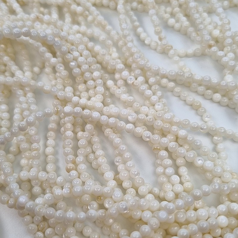Mother of pearl beads / white 3mm / 37cm / string MUKU03