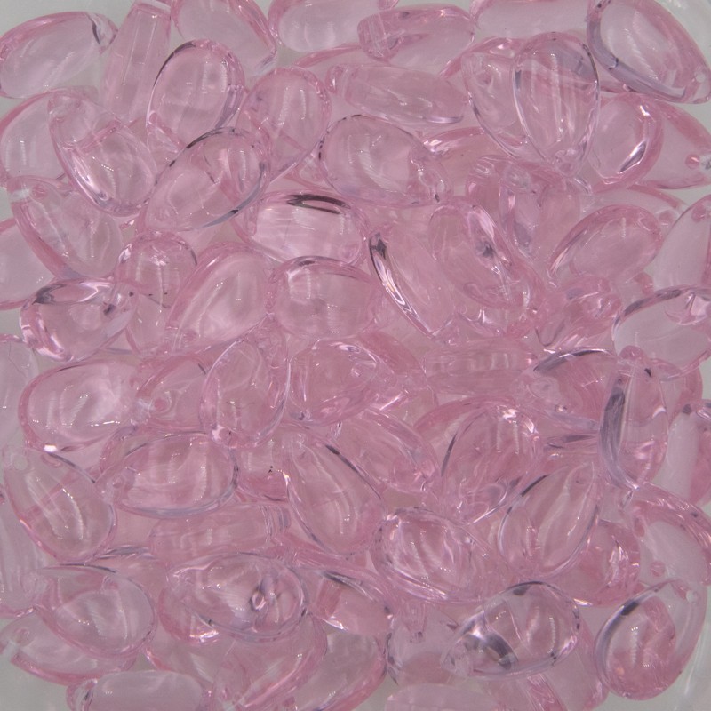 Lampwork jewelry beads / teardrop / transparent pink 14mm 2pcs SZLALE06