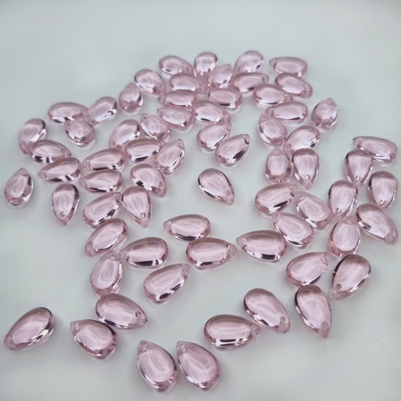 Lampwork jewelry beads / teardrop / transparent pink 14mm 2pcs SZLALE06