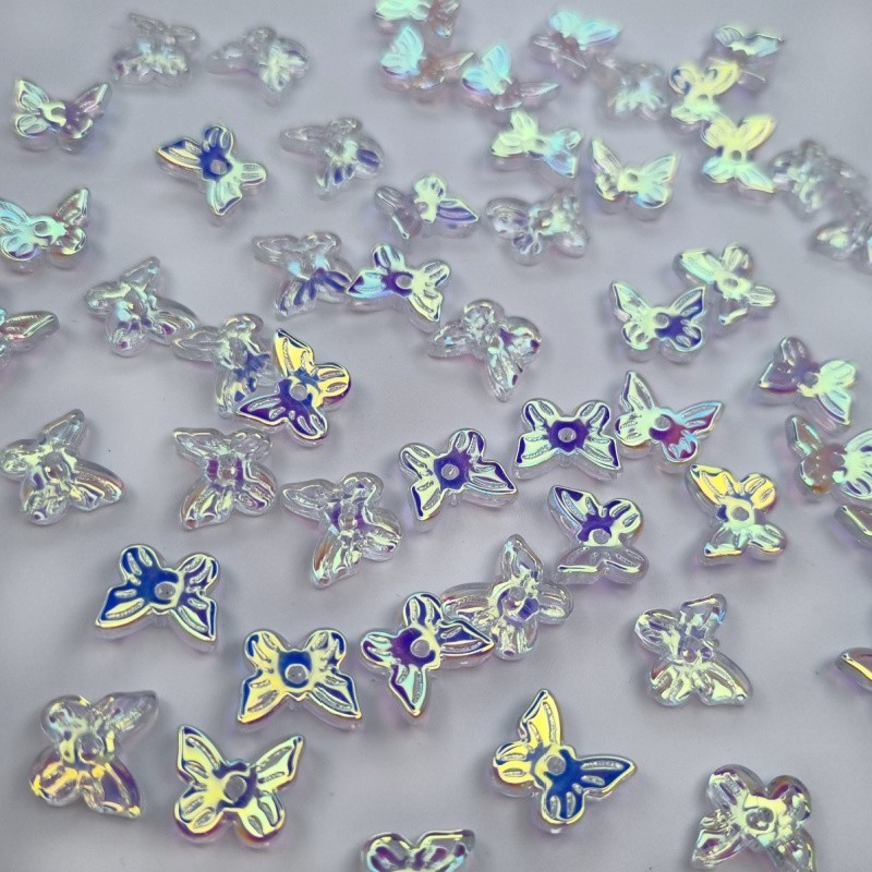 Lampwork / Butterfly / Rainbow Beads 11mm 2pcs SZLAMO01