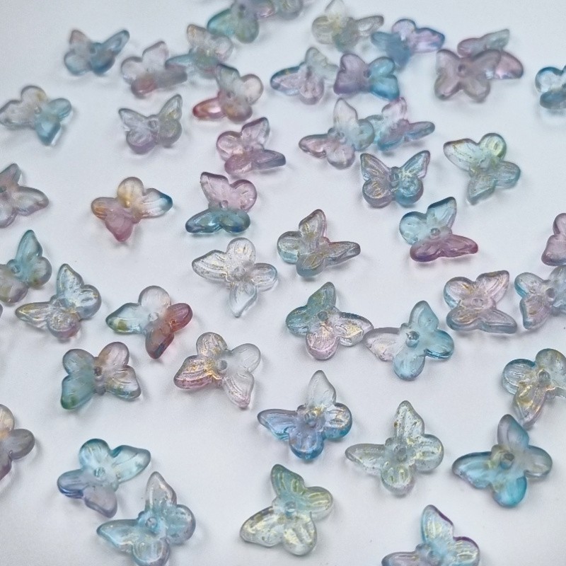Lampwork Jewelry Beads Butterfly / Gold Dust / Matte Violet Blue 11mm 2pcs SZLAMO05