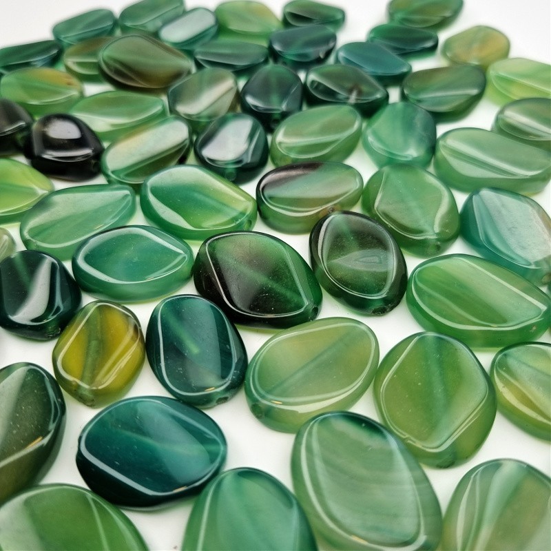 Green agate / irregular oval beads 19x27mm 1pc KAAGOW2503