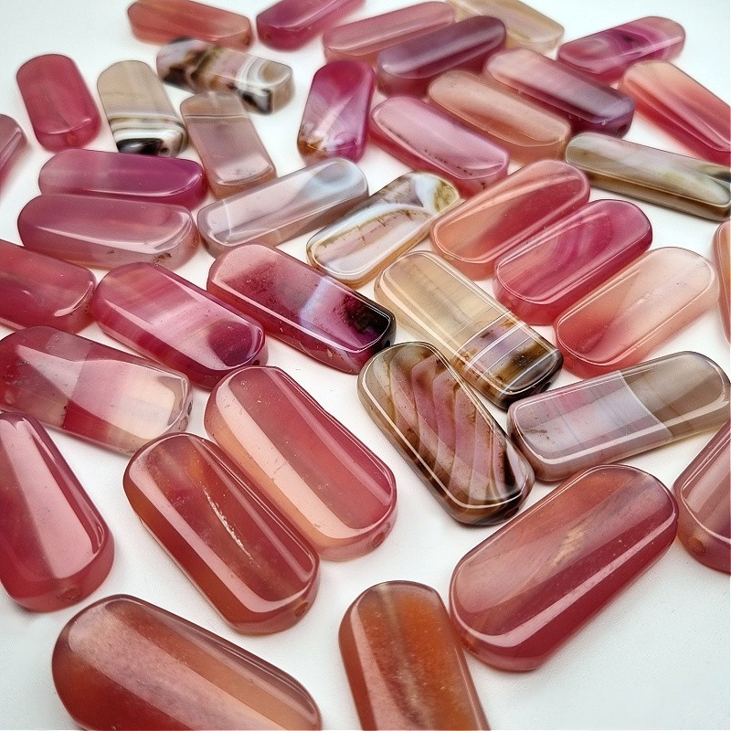 Pink agate / rectangular beads about 40x17mm 1pc KAAGPR4001