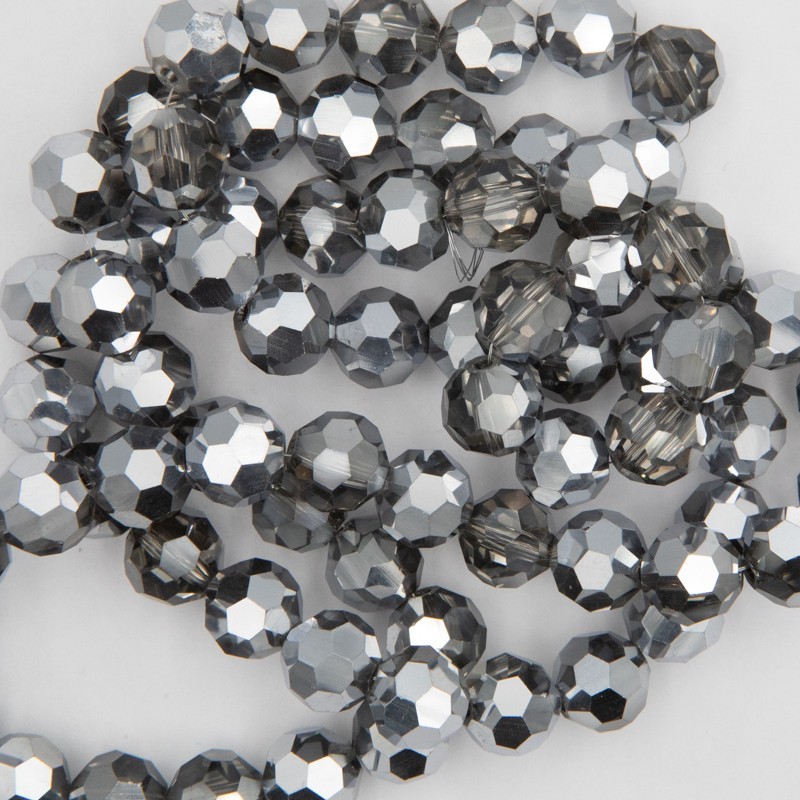 Crystal beads 10mm / dark silver 72pcs SZKRKU10103