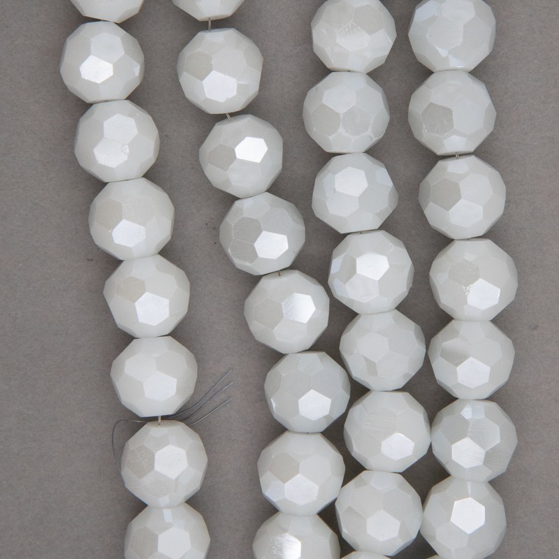 Koraliki kryształki kulki 12mm biała perła 50szt SZKRKU12091