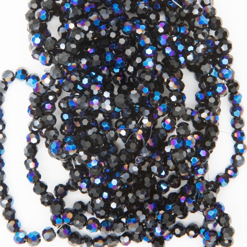 Koraliki kryształki kulki 4mm czarno-niebieski AB 96szt SZKRKU04107