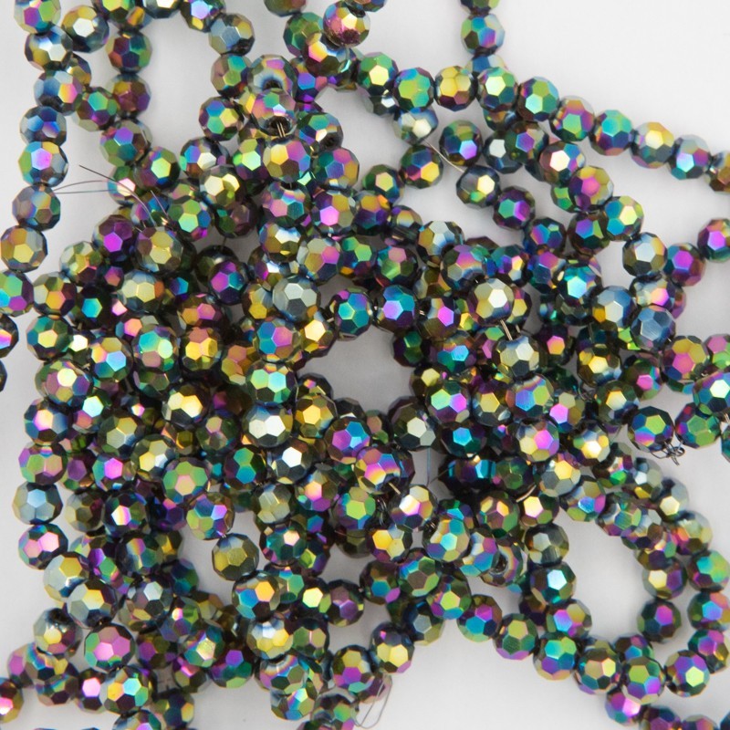 Crystal glass beads 4mm rainbow green 96pcs SZKRKU04130B