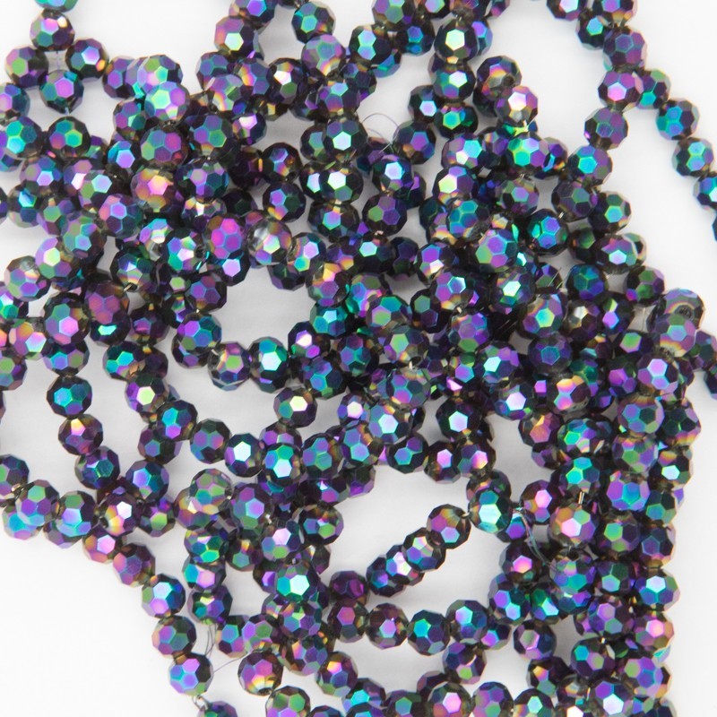 Koraliki kryształki kulki 4mm fioletowy tęczowy 96szt SZKRKU04133