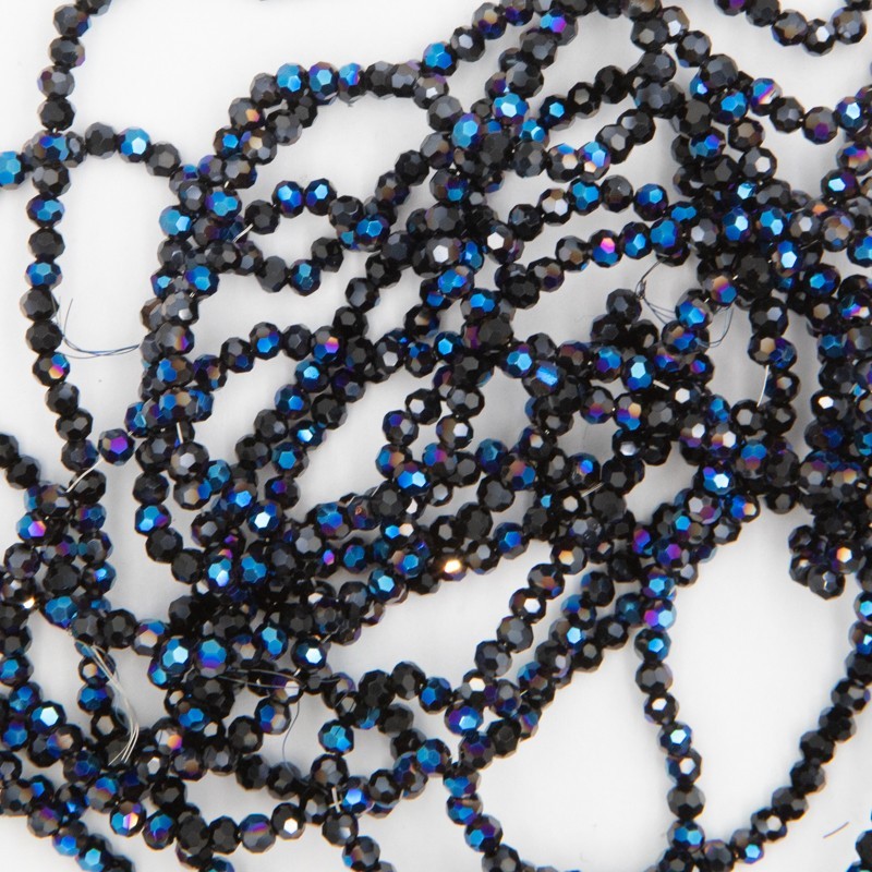 Crystal beads 2mm black / cobalt AB 170pcs SZKRKU02107
