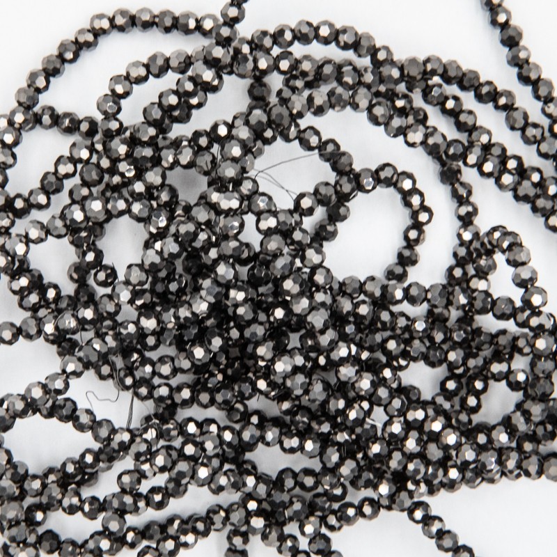 Koraliki kryształki kulki 2mm metaliczny ciemny srebrny 170szt SZKRKU02132