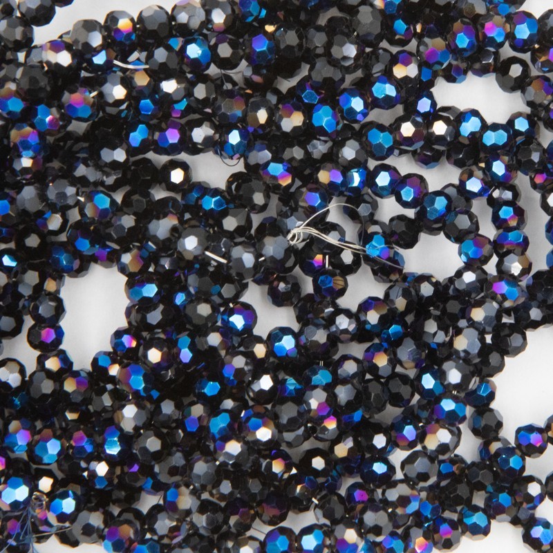 Crystal beads 3mm black / cobalt AB 170pcs SZKRKU03107