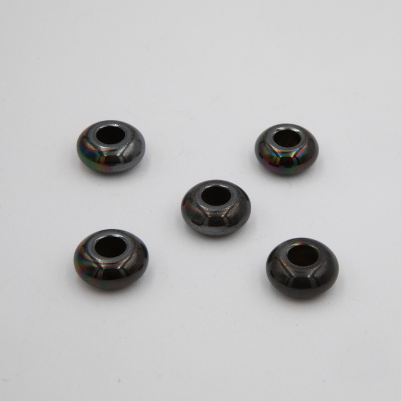 Hematite modular beads 15x7mm opal black 1pc KAHEPA11