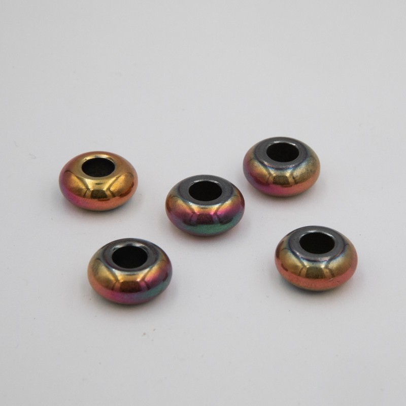Hematite modular beads 15x7mm yellow rainbow / II QUALITY 1pc KAHEPA12