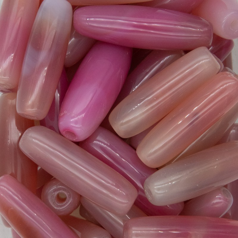 Pink agate / roller beads / approx. 30x10mm 1pc KAAGWA3001