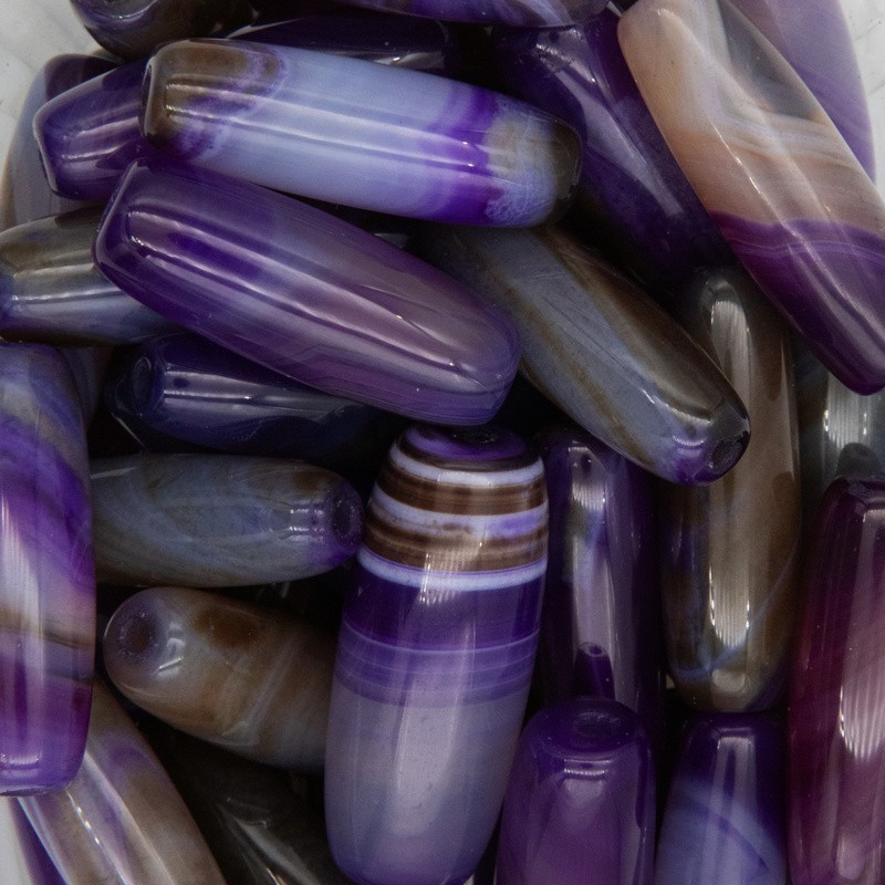 Purple agate / roller beads / approx. 30x10mm 1pc KAAGWA3002