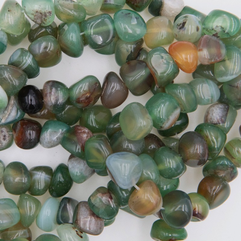 Green-brown agate / irregular pebble beads / approx. 10mm approx. 38pcs / rope KAAGNR1006