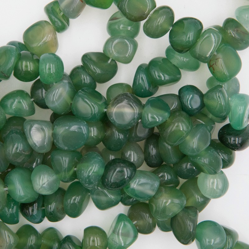 Green agate / irregular pebble beads / approx. 10mm approx. 38 pieces / rope KAAGNR1007