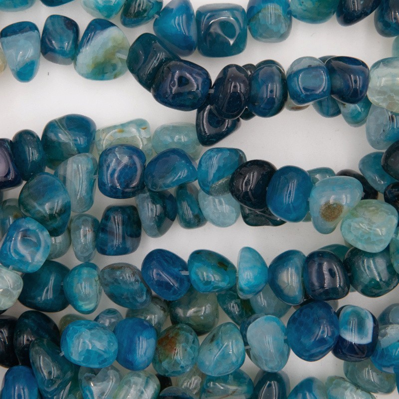 Blue agate / irregular pebble beads / approx. 10mm approx. 38 pieces / rope KAAGNR1009