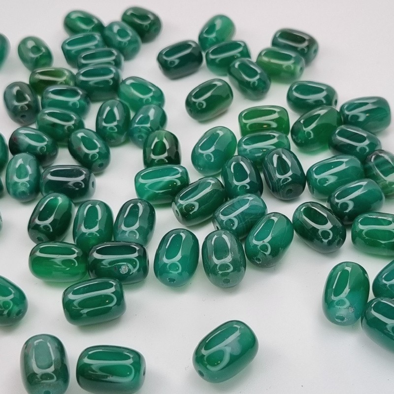 Green agate / barrel beads 10x14mm 1pc KAAGBA1405