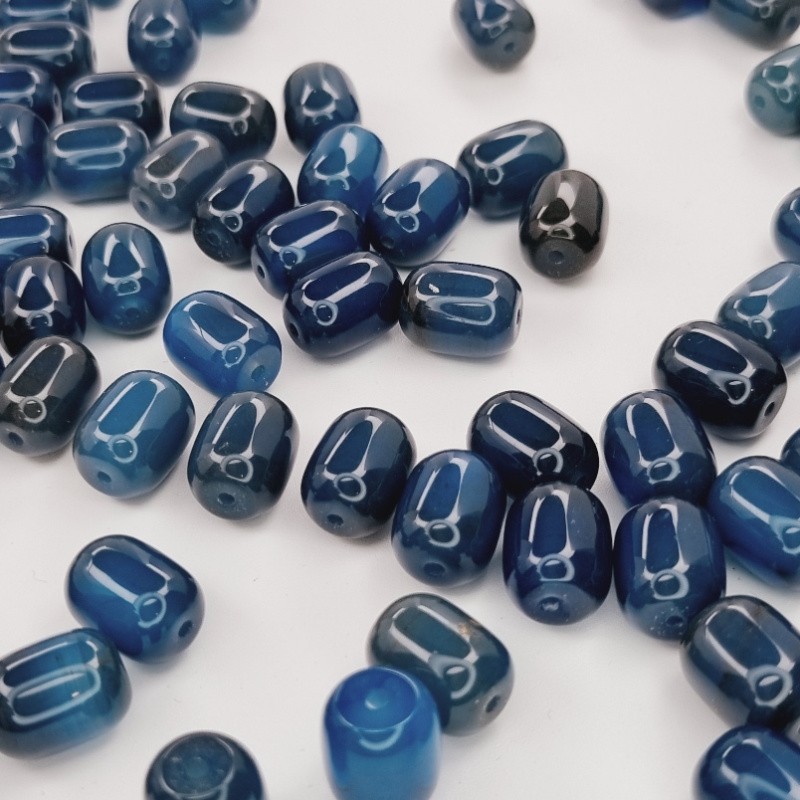 Blue agate / barrel beads 10x14mm 1pc KAAGBA1407