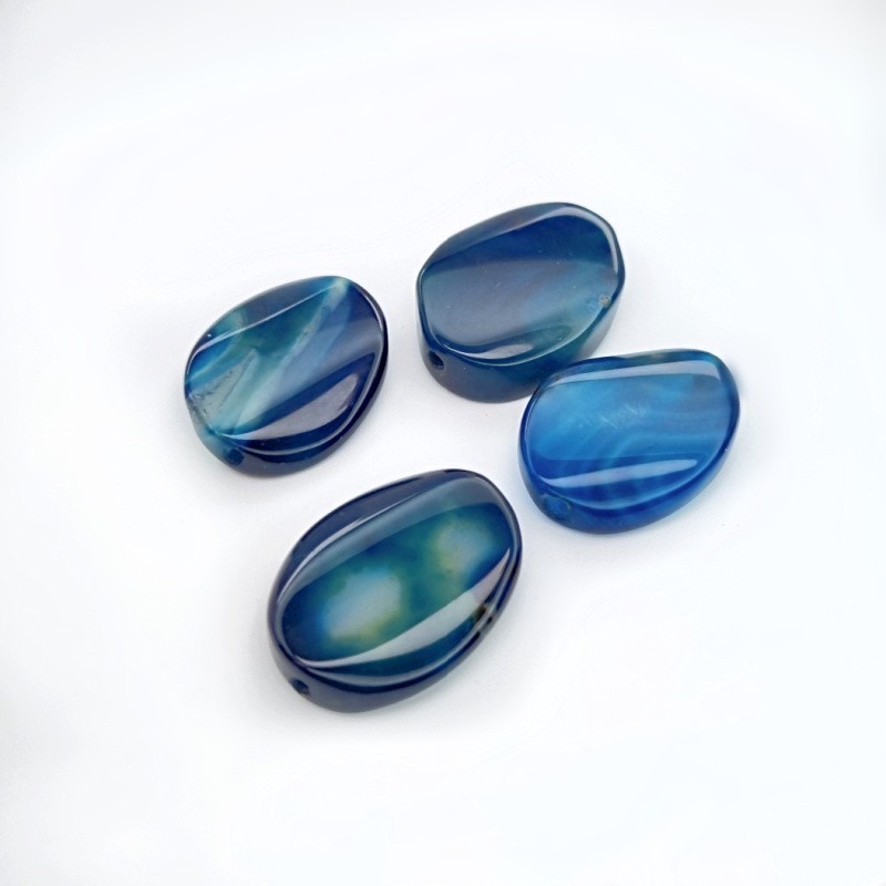 Navy blue agate / oval irregular beads 19x27mm 1pc KAAGOW2519