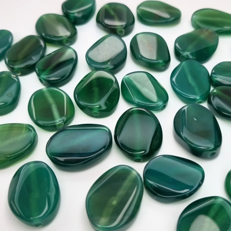 Green agate / oval irregular beads 17x22mm 1pc KAAGOW2010