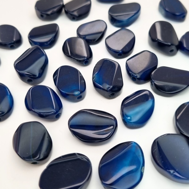 Navy blue agate / oval irregular beads 17x22mm 1pc KAAGOW2011