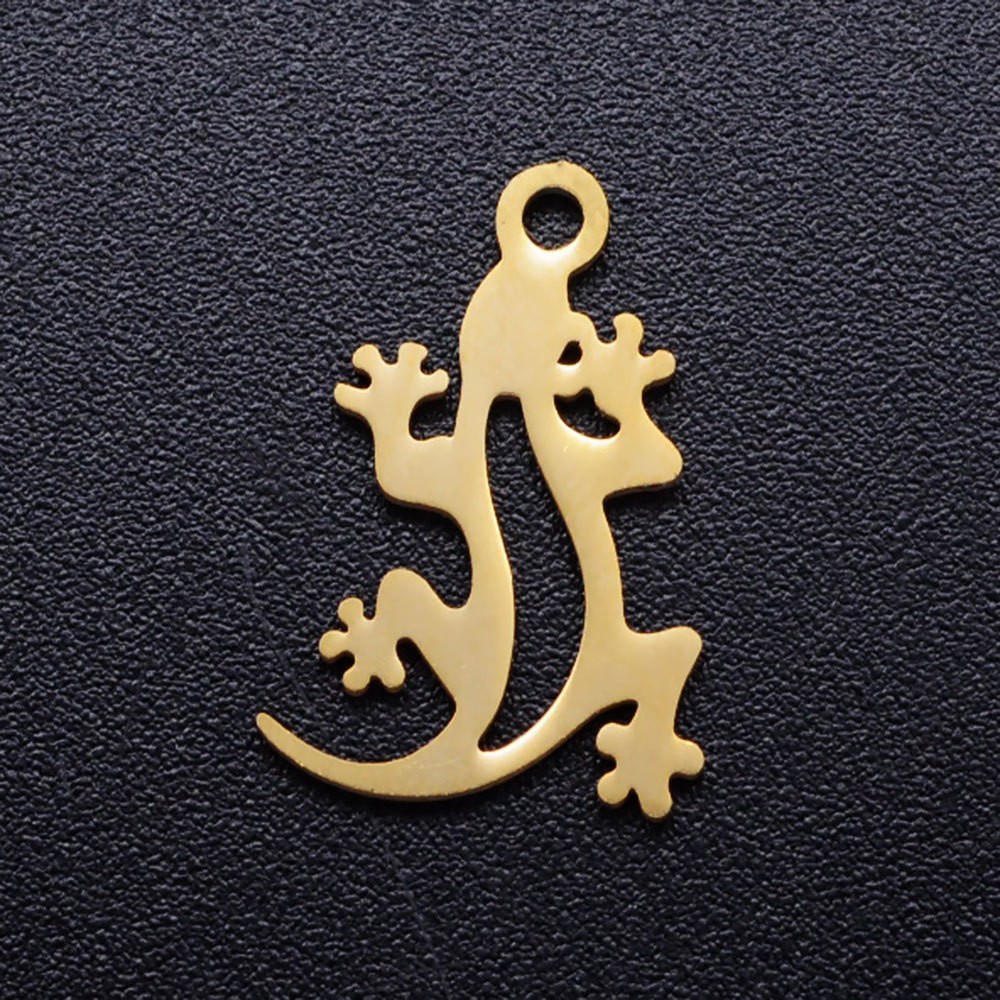 Gecko pendant / surgical steel / gold 16x11mm 1pc ASS398KG