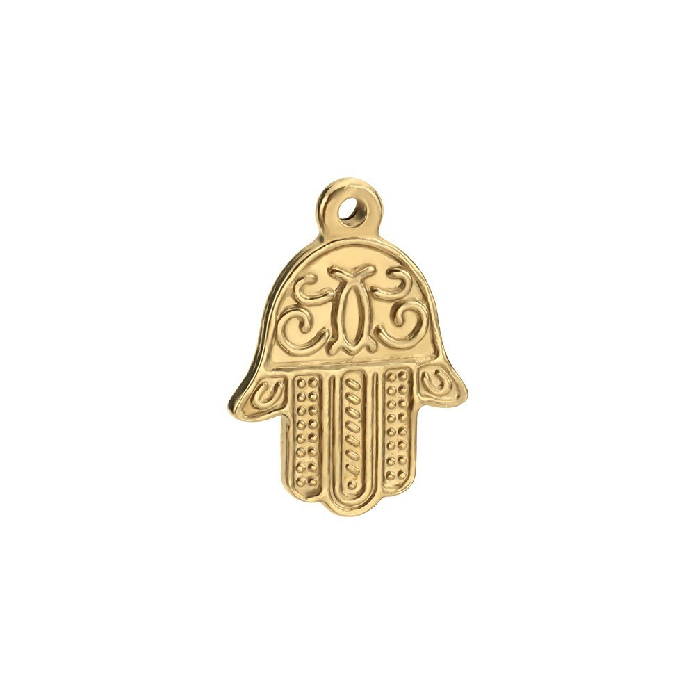 Decorated Hamsa pendant / surgical steel / gold 21x15mm 1pc ASS400KG