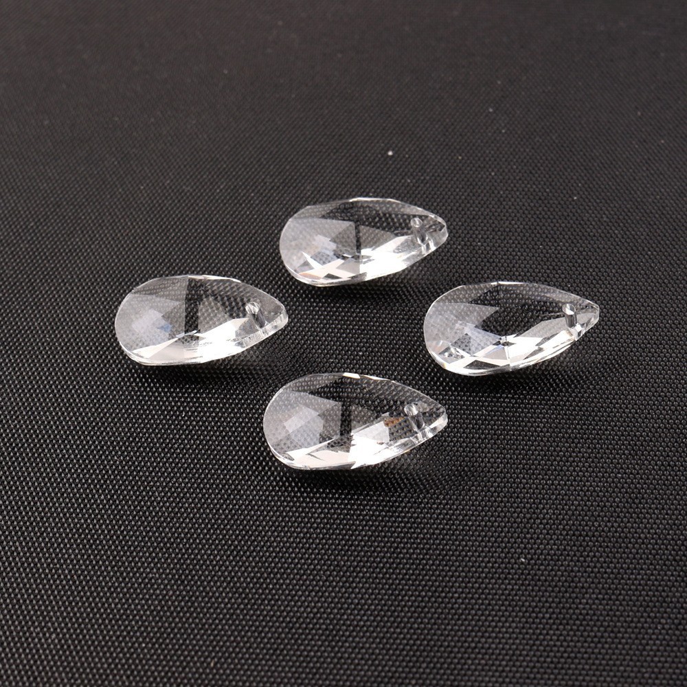 Teardrop beads / cut crystal glass / transparent 22x13mm 1pc SZSZLED01