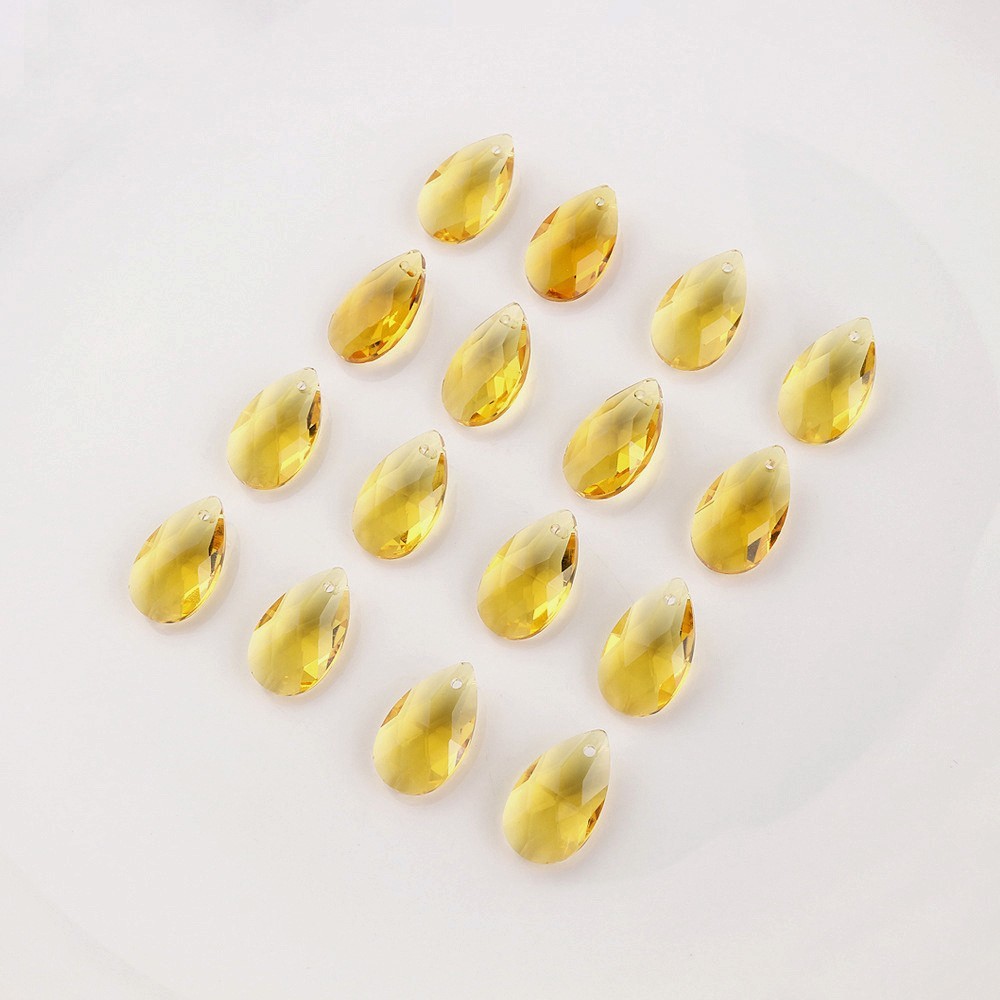 Teardrop beads / cut crystal glass / gold 22x13mm 1pcs SZSZLED02