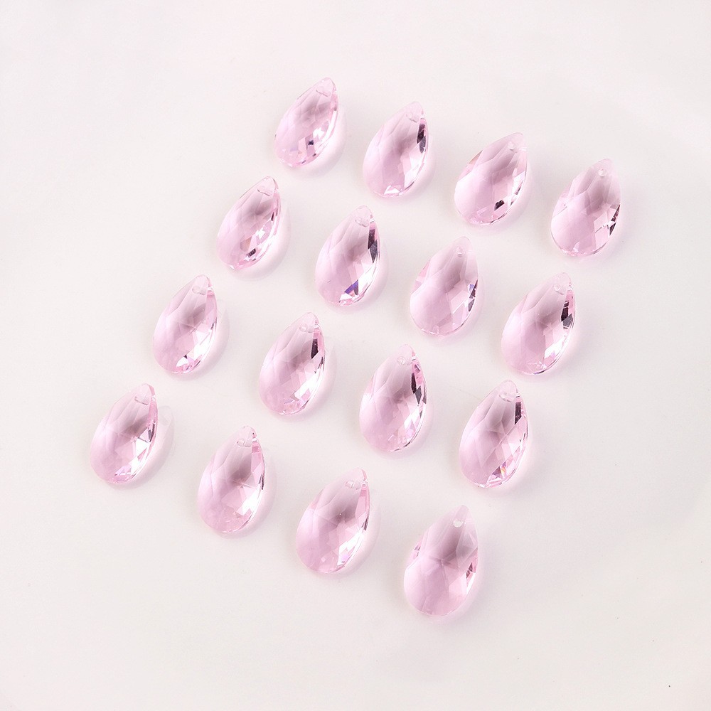 Teardrop beads / cut crystal glass / pink 22x13mm 1pcs SZSZLED03