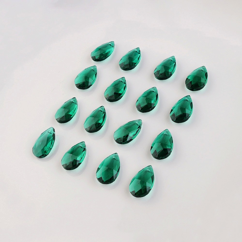 Teardrop beads / cut crystal glass / emerald green 22x13mm 1pcs SZSZLED07