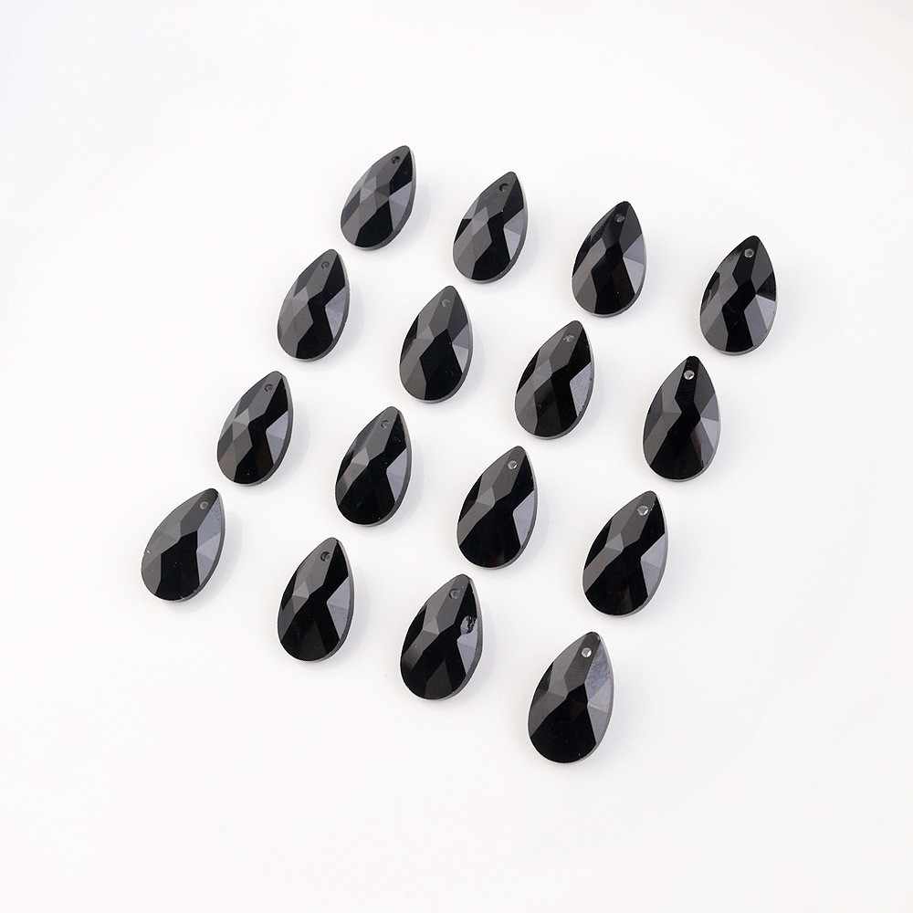 Teardrop beads / cut crystal glass / black 22x13mm 1pcs SZSZLED08