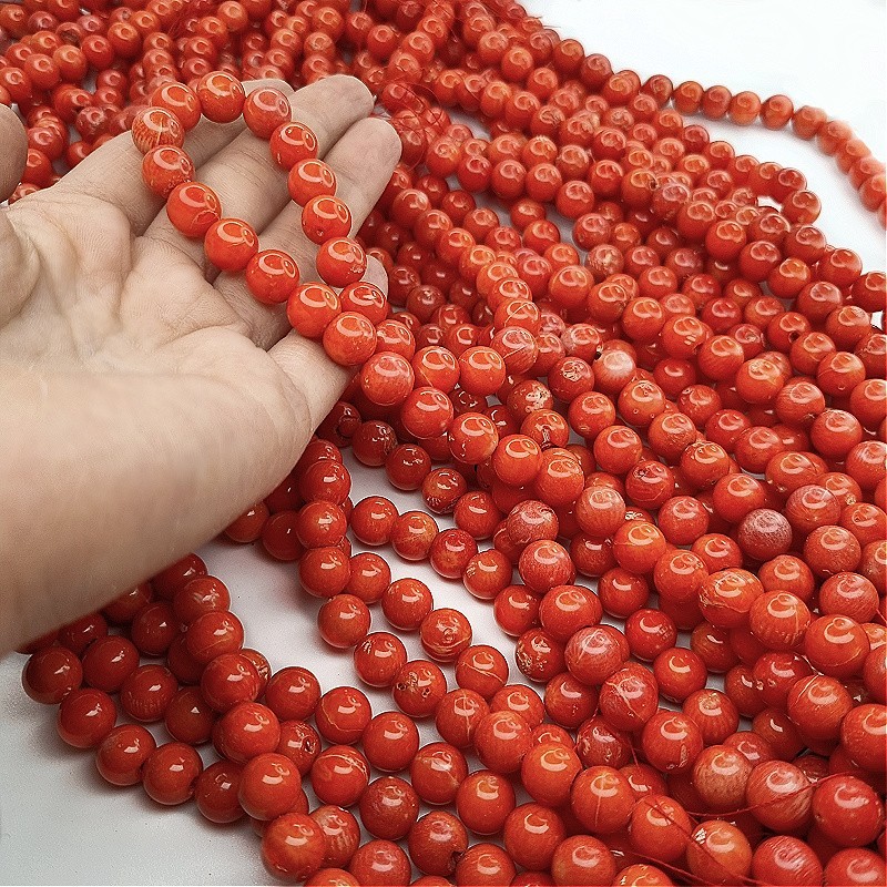 Orange coral/ balls 10mm/ 4pcs/ KAKC96
