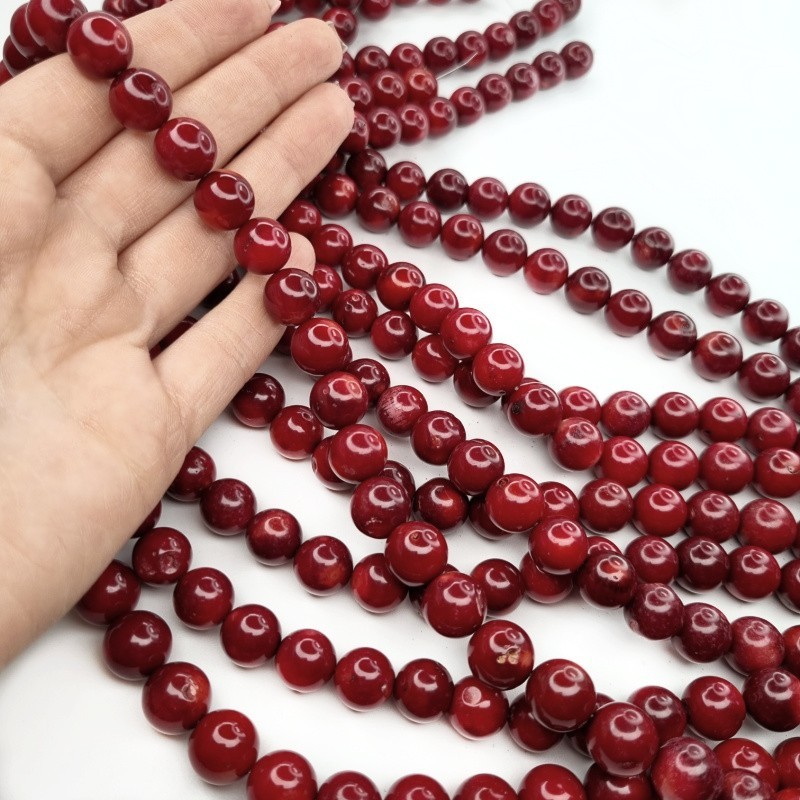 Coral burgundy / beads balls approx. 11mm / 4pcs KAKC101