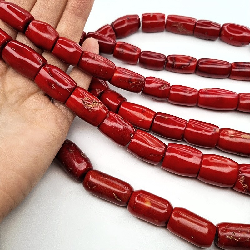 Red coral/ rollers approx. 15x21mm/ 1pc/ KAKC104